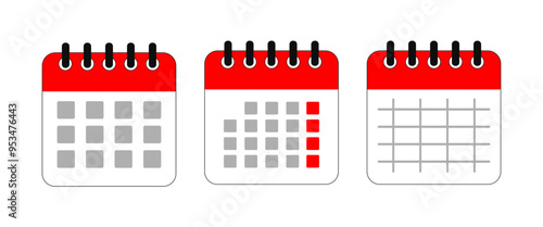 Red Calender vector illustration, Isolate Time symbol, Schedule graphic elements design for Business meeting, Agenda, Date, Planner, Modern decoration elments, Stock (Editable)