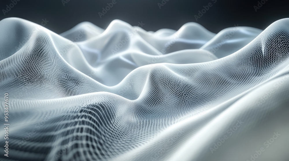 Beautiful wavy fog, rising in rhythmic patterns on a futuristic fractal background, representing the beginning of life, 3D rendering Beautiful wavy fog, rising in rhythmic patterns on a futuristic fractal background, representing the beginning of life, 3D rendering