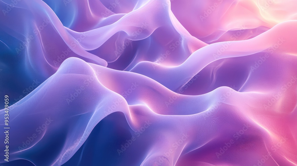 Obraz premium Life begins with abstract wavy fog, rising in rhythmic patterns on a futuristic fractal background, 3D rendering, creating a mesmerizing visual