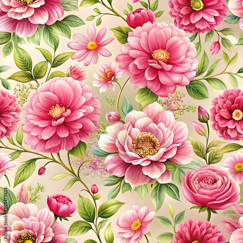 beautiful wallpaper with pink flowers. Pink Baroque Decoration