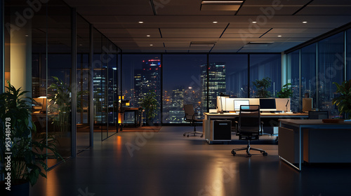 interior of office at night