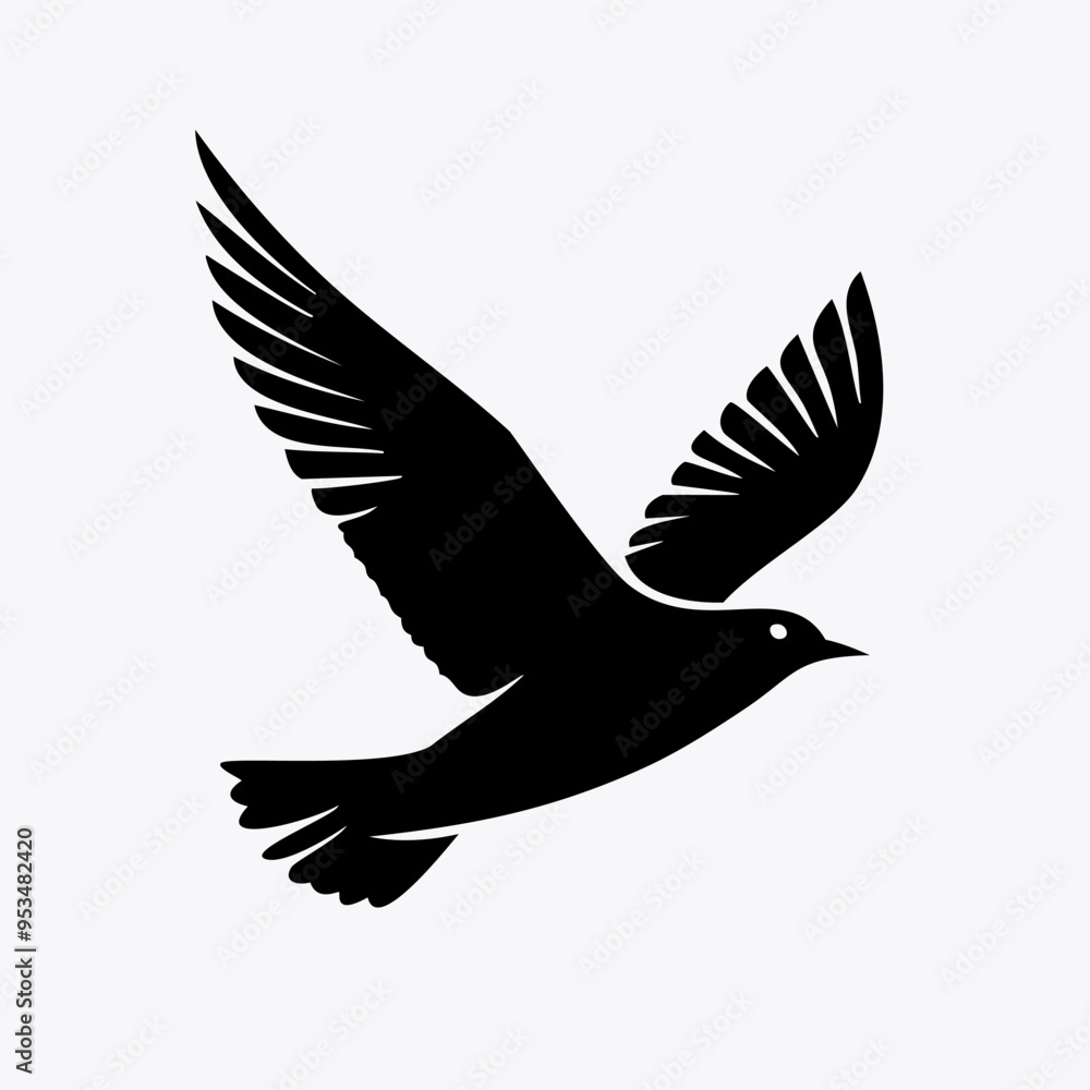 flying bird black icon on white background. vector illustration. flying bird black icon on white background. vector illustration.
