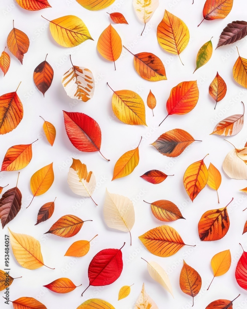 Seamless pattern with colourful autumn oak, maple leaves on white background. Perfect for wallpaper, gift paper, pattern fills, web page background, autumn greeting cards, autumn background Seamless pattern with colourful autumn oak, maple leaves on white background. Perfect for wallpaper, gift paper, pattern fills, web page background, autumn greeting cards, autumn background