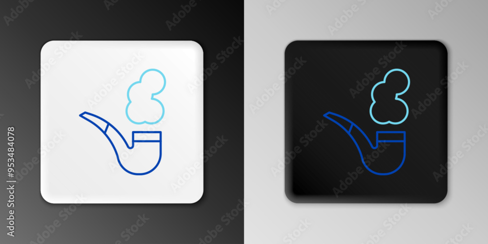 Line Smoking pipe with smoke icon isolated on grey background. Tobacco pipe. Colorful outline concept. Vector Line Smoking pipe with smoke icon isolated on grey background. Tobacco pipe. Colorful outline concept. Vector