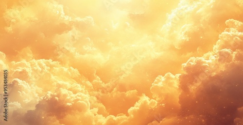 Fototapeta Naklejka Na Ścianę i Meble -  soft yellow sky with clouds in the background