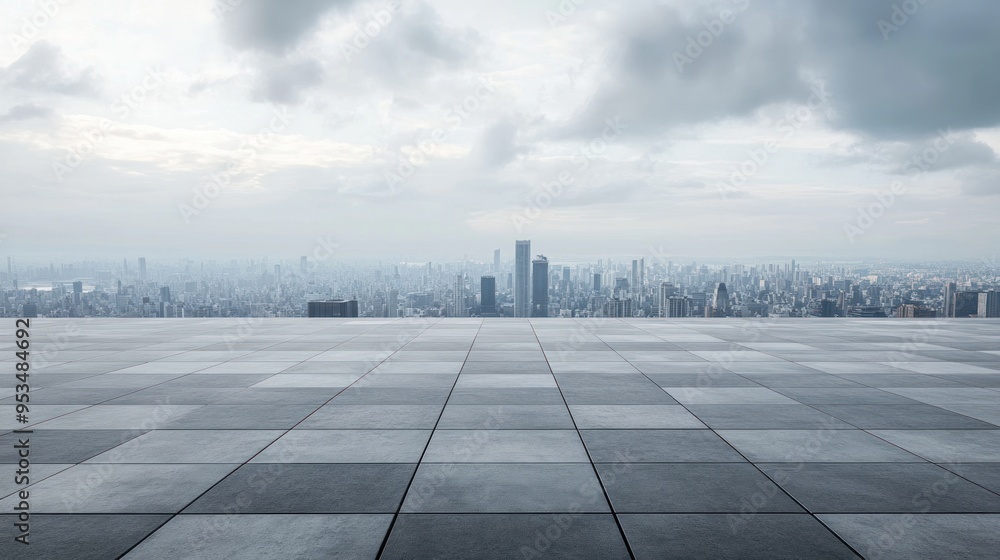 Fototapeta premium Cityscape View from a Rooftop Terrace