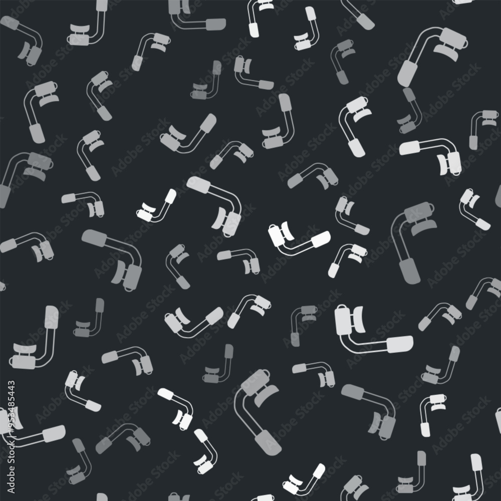 Grey Snorkel icon isolated seamless pattern on black background. Diving underwater equipment. Vector Grey Snorkel icon isolated seamless pattern on black background. Diving underwater equipment. Vector