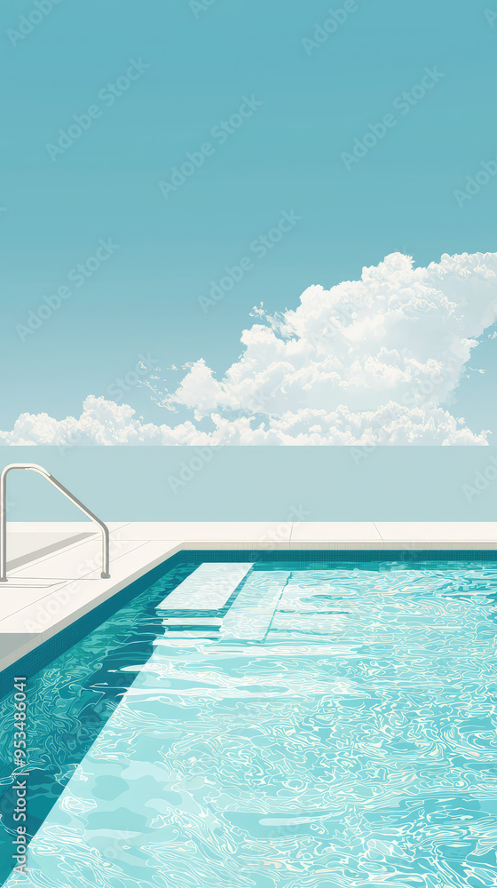 A Glimpse of Tranquility: A Pristine Pool Beckons Under a Cloud-Dappled Sky. A Glimpse of Tranquility: A Pristine Pool Beckons Under a Cloud-Dappled Sky.