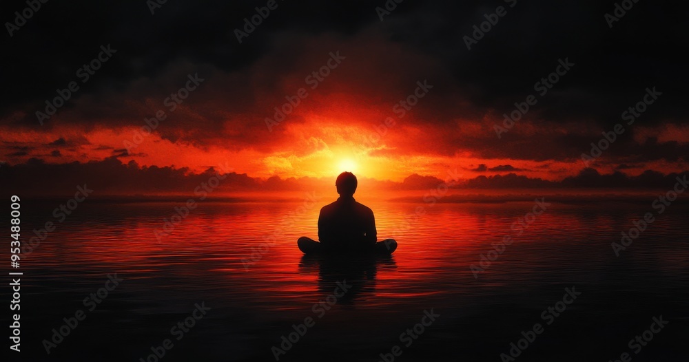 stunning sunset over the tranquil waters of Lake stunning sunset over the tranquil waters of Lake