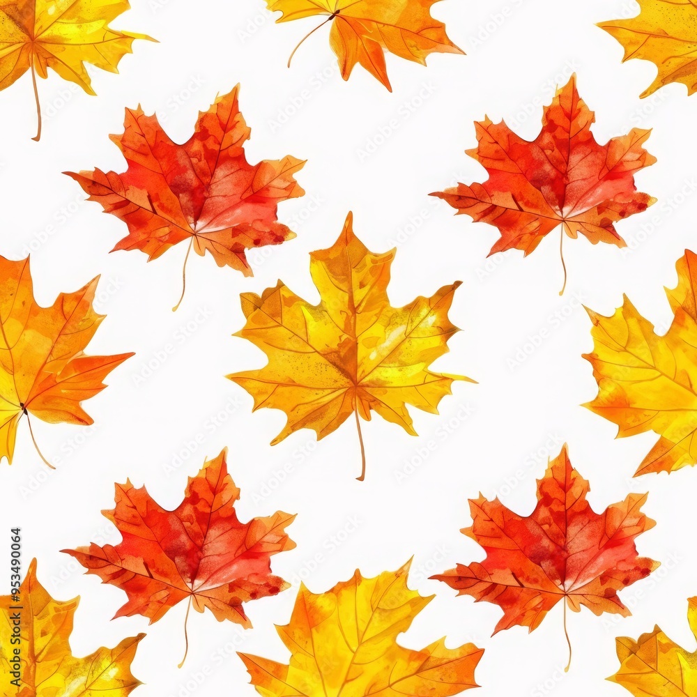 Seamless pattern with colourful autumn oak, maple leaves on white background. Perfect for wallpaper, gift paper, pattern fills, web page background, autumn greeting cards, autumn background Seamless pattern with colourful autumn oak, maple leaves on white background. Perfect for wallpaper, gift paper, pattern fills, web page background, autumn greeting cards, autumn background