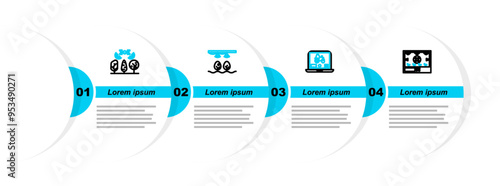 Set line Smart farming technology, Laptop application for smart, with bulb and plant and drone icon. Vector
