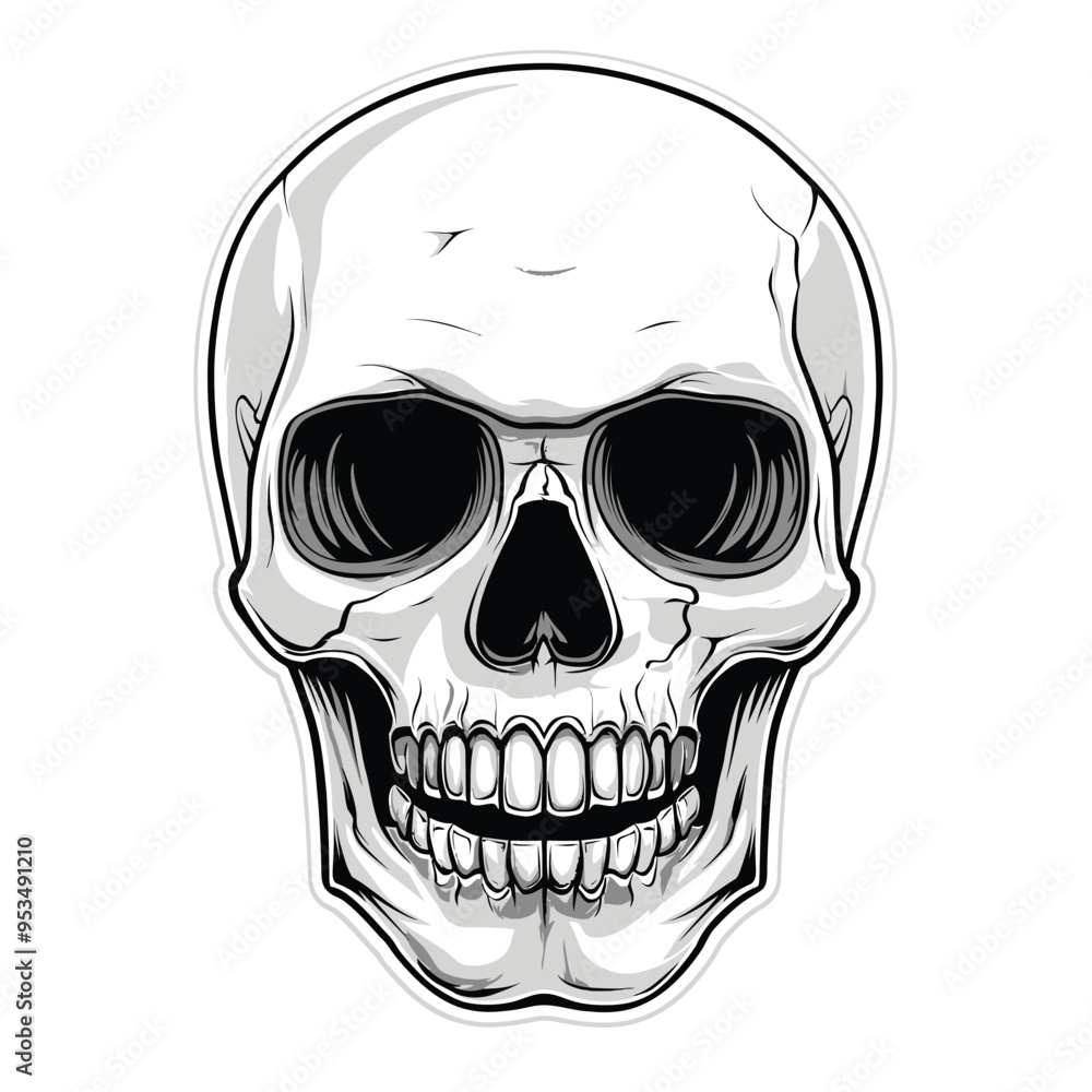 Fototapeta premium Skull Head illustration design using hat, viking, and smoke for resource design