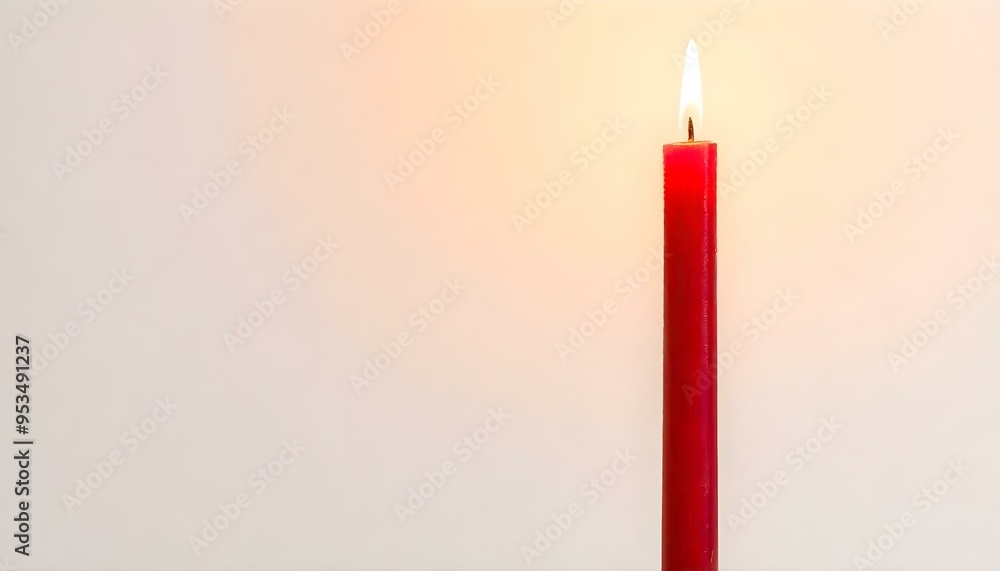 Red candle with flame on white background Red candle with flame on white background