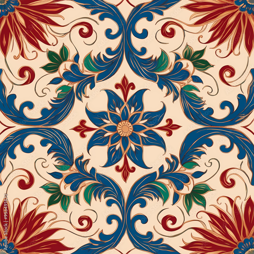 patchwork floral pattern with paisley and indian flower motifs. damask style pattern for textil and decoration patchwork floral pattern with paisley and indian flower motifs. damask style pattern for textil and decoration