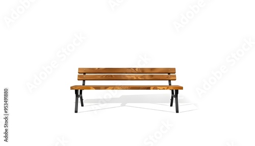 Park bench isolated on white background