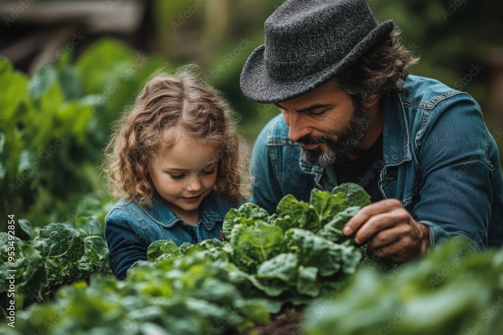 custom made wallpaper toronto digitalA sustainable living scene, featuring a family tending to their vegetable garden. Generative AI