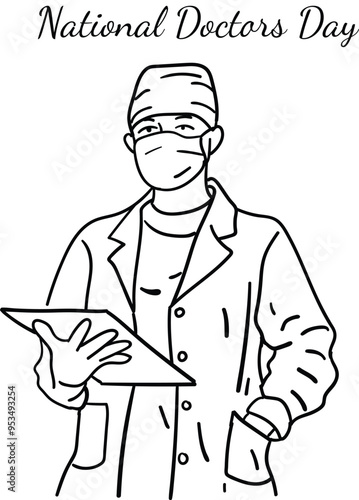 Hand Drawn Sketch Of National Doctor Day Vector Illustration 