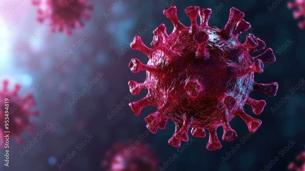 A close up of a red virus A close up of a red virus