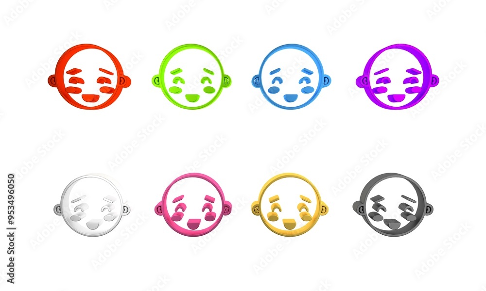 Colorful Happy little boy head icon isolated on white background. Face of baby boy. Minimalism concept. 3D render illustration Colorful Happy little boy head icon isolated on white background. Face of baby boy. Minimalism concept. 3D render illustration