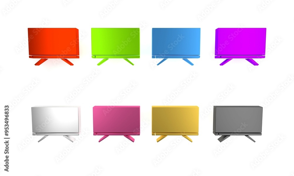 Colorful Smart Tv icon isolated on white background. Television sign. Minimalism concept. 3D render illustration Colorful Smart Tv icon isolated on white background. Television sign. Minimalism concept. 3D render illustration