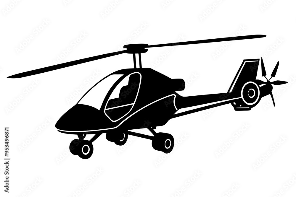 Gyrocopter silhouette vector illustration Gyrocopter silhouette vector illustration