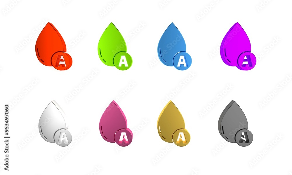 Colorful Water drop icon isolated on white background. Minimalism concept. 3D render illustration Colorful Water drop icon isolated on white background. Minimalism concept. 3D render illustration