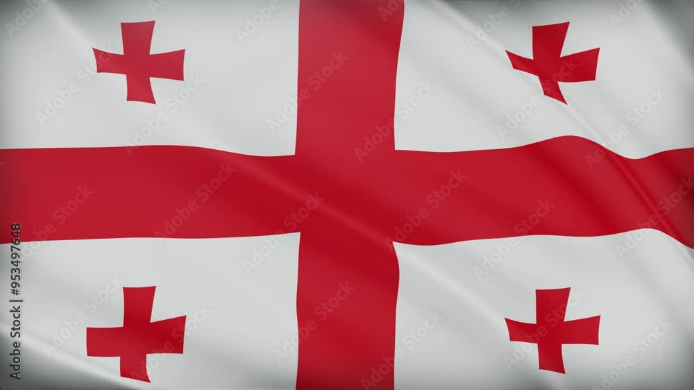 Georgia Flag Waving: 3D Satin Fabric Texture. Realistic 4K Flag of the Republic of Georgia. Georgia Flag Waving: 3D Satin Fabric Texture. Realistic 4K Flag of the Republic of Georgia.