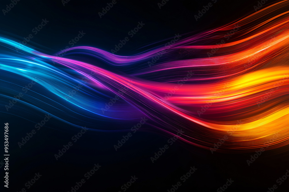 Abstract Light Streaks in Motion - a dynamic and vibrant technology background. Displaying high-speed digital light in motion. Glowing lines on a black backdrop Abstract Light Streaks in Motion - a dynamic and vibrant technology background. Displaying high-speed digital light in motion. Glowing lines on a black backdrop