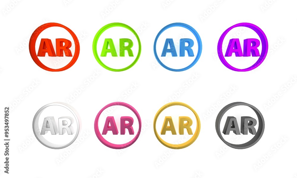 Colorful Ar, augmented reality icon isolated on white background. Minimalism concept. 3D render illustration Colorful Ar, augmented reality icon isolated on white background. Minimalism concept. 3D render illustration