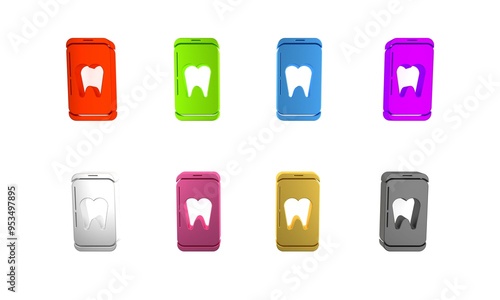 Colorful Online dental care icon isolated on white background. Dental service information call center. Minimalism concept. 3D render illustration