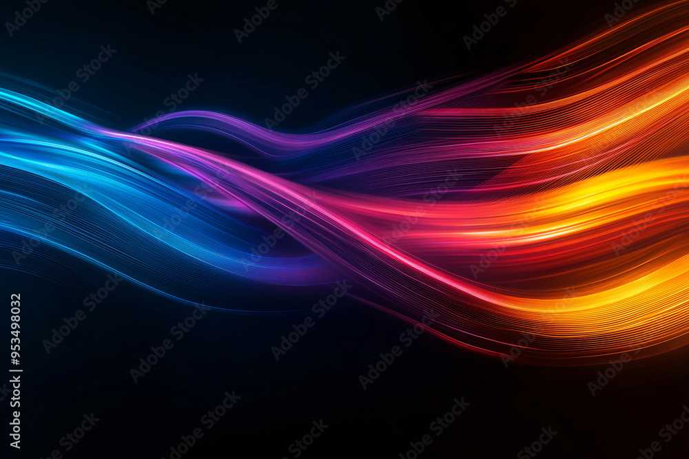 Abstract Light Streaks in Motion - a dynamic and vibrant technology background. Displaying high-speed digital light in motion. Glowing lines on a black backdrop Abstract Light Streaks in Motion - a dynamic and vibrant technology background. Displaying high-speed digital light in motion. Glowing lines on a black backdrop