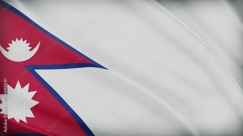Nepal Flag Waving: 3D Satin Fabric Texture. Realistic 4K Flag of the Republic of Nepal.