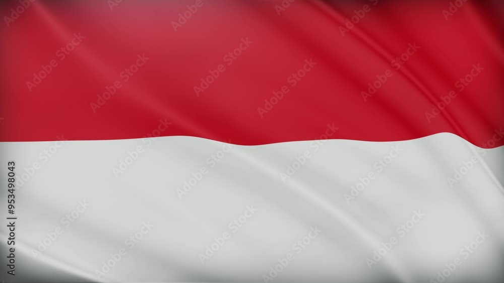Indonesia Flag Waving: 3D Satin Fabric Texture. Realistic 4K Flag of the Republic of Indonesia. Indonesia Flag Waving: 3D Satin Fabric Texture. Realistic 4K Flag of the Republic of Indonesia.