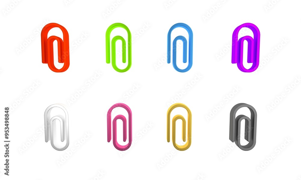Colorful Paper clip icon isolated on white background. Minimalism concept. 3D render illustration Colorful Paper clip icon isolated on white background. Minimalism concept. 3D render illustration