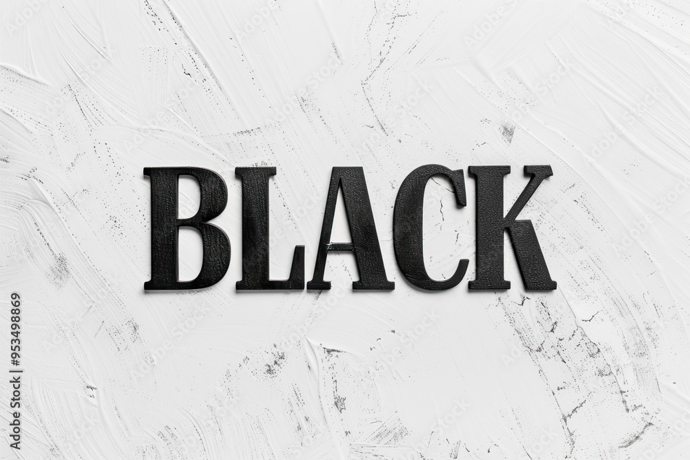 Minimalist BLACK sign on a black and white marble background Minimalist BLACK sign on a black and white marble background