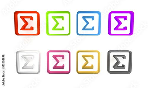 Free Download Colorful Sigma symbol icon isolated on white background. Minimalism concept. 3D render illustration - GFXLoad