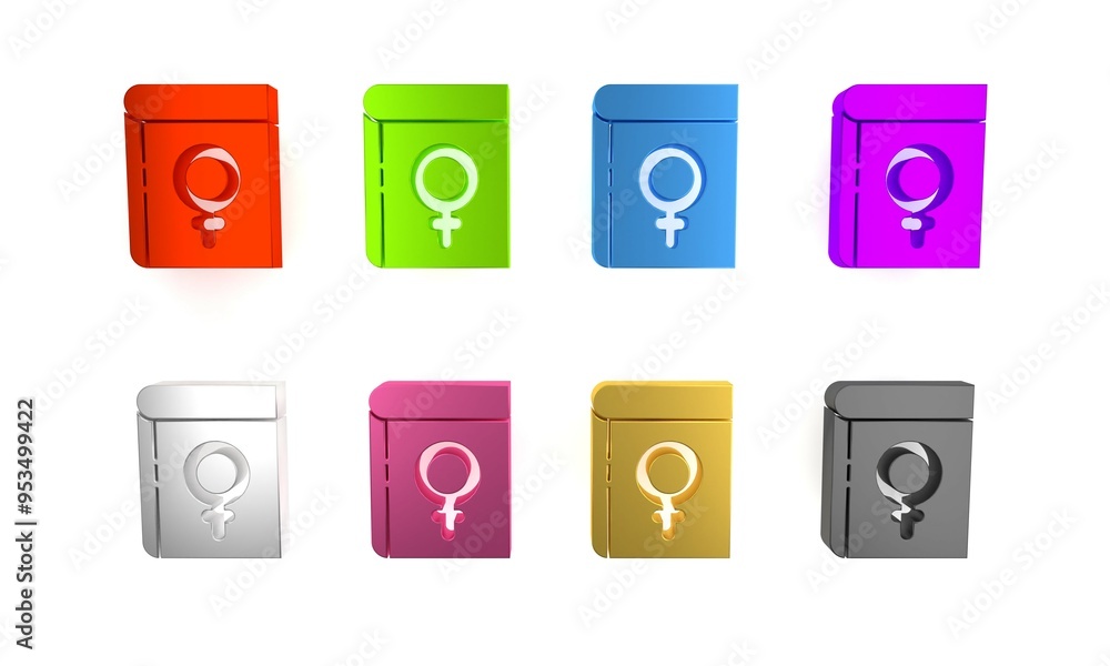 Colorful Book about women icon isolated on white background. 8 March. International Happy Women Day. Minimalism concept. 3D render illustration Colorful Book about women icon isolated on white background. 8 March. International Happy Women Day. Minimalism concept. 3D render illustration