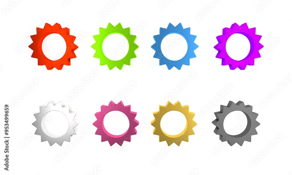 Colorful Sun icon isolated on white background. Summer symbol. Good sunny day. Minimalism concept. 3D render illustration Colorful Sun icon isolated on white background. Summer symbol. Good sunny day. Minimalism concept. 3D render illustration