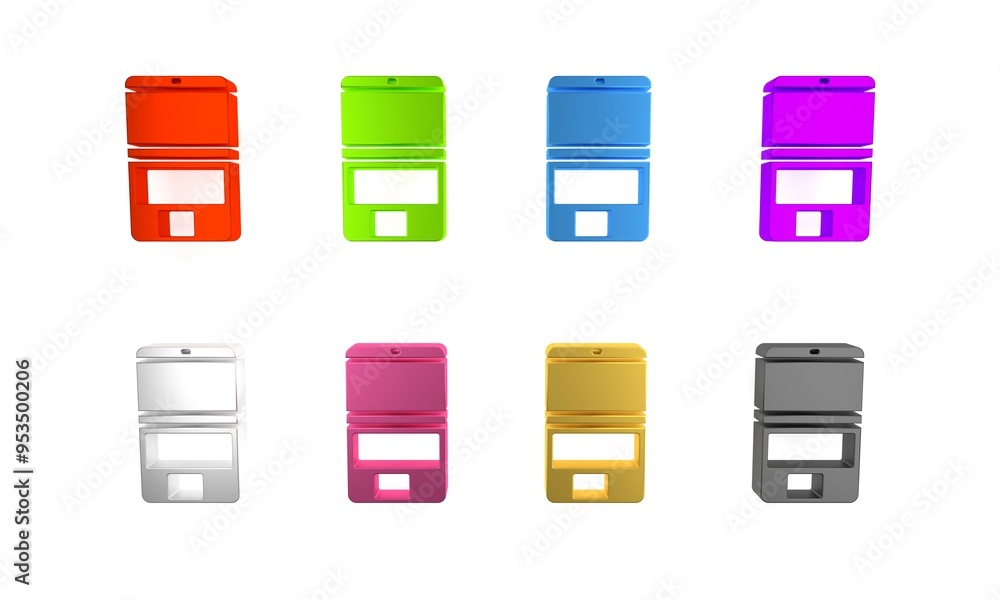 Colorful Laptop icon isolated on white background. Computer notebook with empty screen sign. Minimalism concept. 3D render illustration Colorful Laptop icon isolated on white background. Computer notebook with empty screen sign. Minimalism concept. 3D render illustration