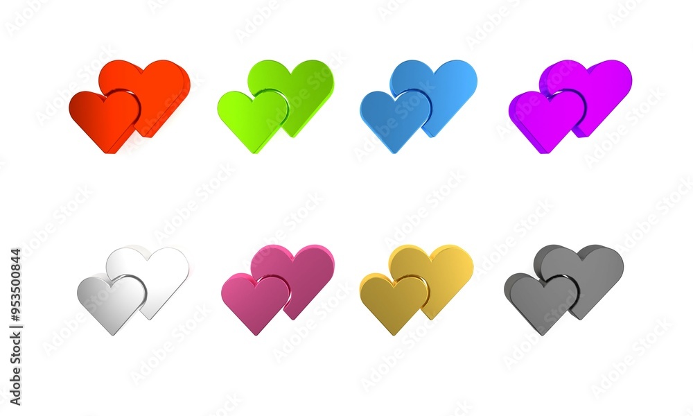 Colorful Heart icon isolated on white background. Romantic symbol linked, join, passion and wedding. Valentine day symbol. Minimalism concept. 3D render illustration Colorful Heart icon isolated on white background. Romantic symbol linked, join, passion and wedding. Valentine day symbol. Minimalism concept. 3D render illustration