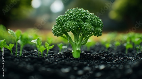 Wallpaper Mural cultivated Broccoli field, earth day concept, plant in the ground, green world Torontodigital.ca