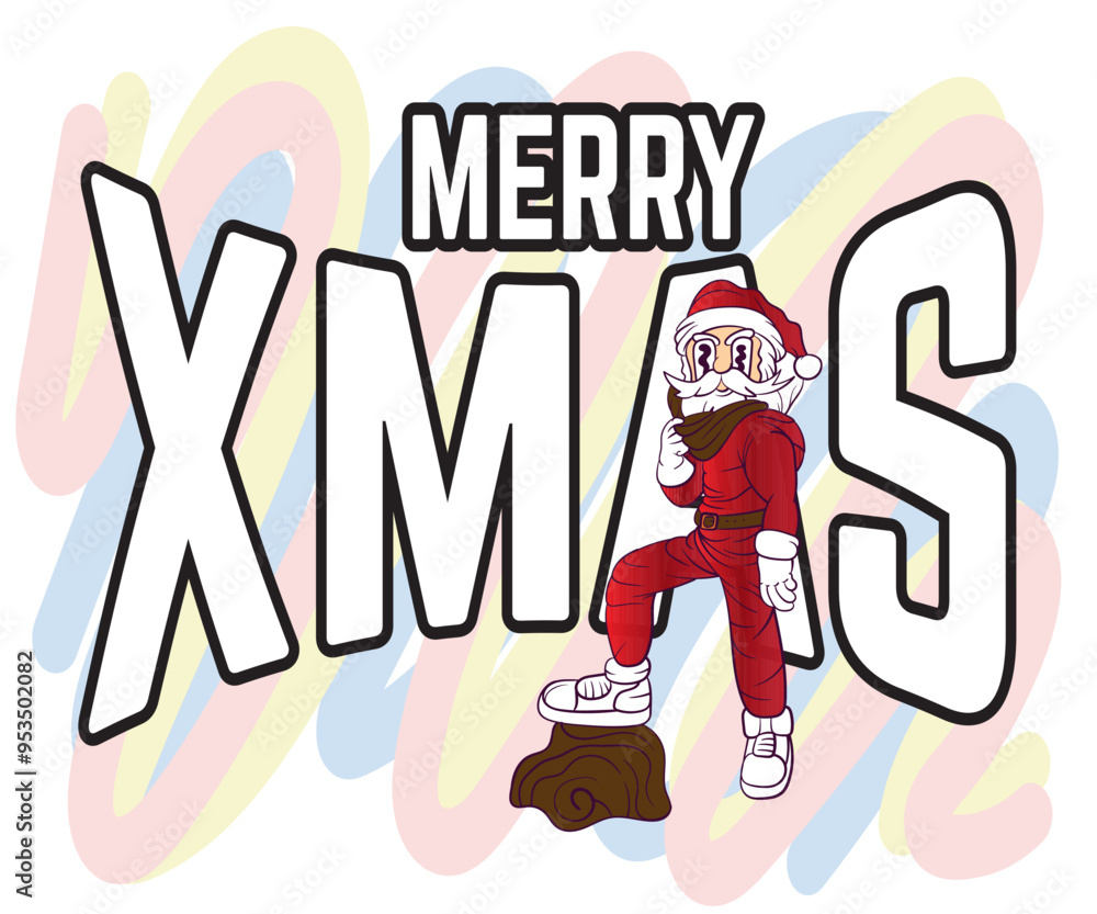 Naklejka premium doodle pop art christmas background vector design