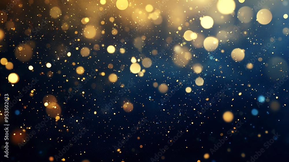 abstract background with Dark blue and gold particle. Christmas Golden light shine particles bokeh on navy blue background. Gold foil texture. Holiday concept abstract background with Dark blue and gold particle. Christmas Golden light shine particles bokeh on navy blue background. Gold foil texture. Holiday concept