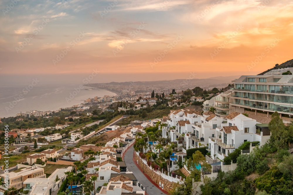 Sunset view of the luxurious Marbella resort town, Costa del Sol, Andalusia, Spain