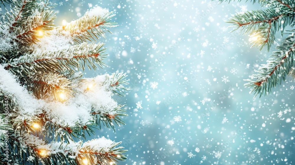 christmas background with fir tree and snow christmas background with fir tree and snow