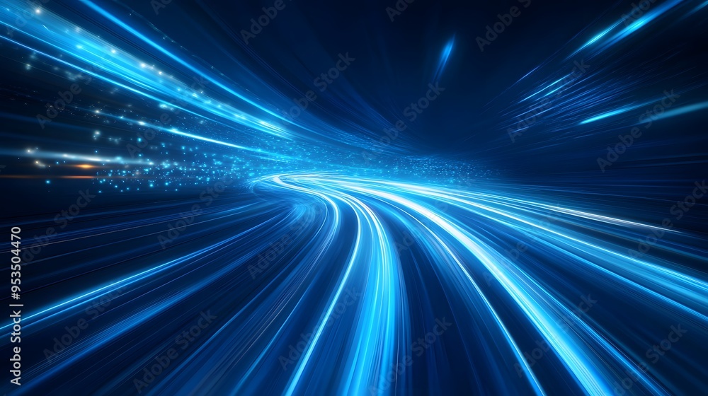 Blue light speed background with glowing lines, blue abstract technology banner design for digital video and film production, motion graphics or futuristic website template Blue light speed background with glowing lines, blue abstract technology banner design for digital video and film production, motion graphics or futuristic website template