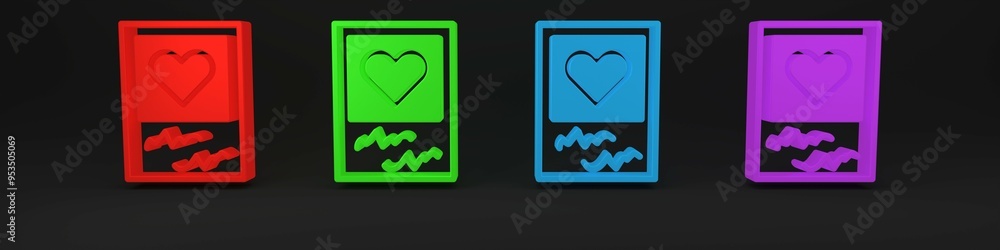 Colorful Blanks photo frames and hearts icon isolated on black background. Valentines Day symbol. Minimalism concept. 3D render illustration Colorful Blanks photo frames and hearts icon isolated on black background. Valentines Day symbol. Minimalism concept. 3D render illustration