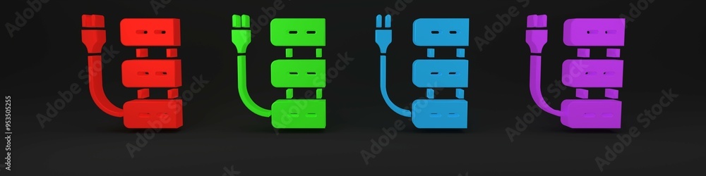 Colorful Server icon isolated on black background. Adjusting app, service concept, setting options, maintenance, repair, fixing. Minimalism concept. 3D render illustration