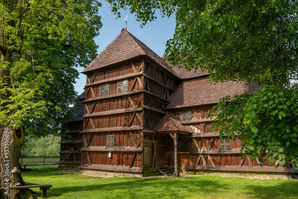 The wooden protestant articular church in Hronsek, Banska Bystrica, Slovakia.