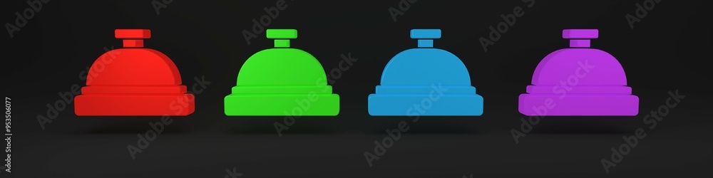 Colorful Hotel service bell icon isolated on black background. Reception bell. Minimalism concept. 3D render illustration Colorful Hotel service bell icon isolated on black background. Reception bell. Minimalism concept. 3D render illustration